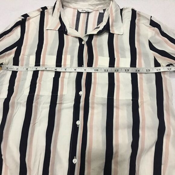 Reitmans Collared Stripe Button Down Front Knotted Blouse 3/4 XXS - Picture 4 of 10